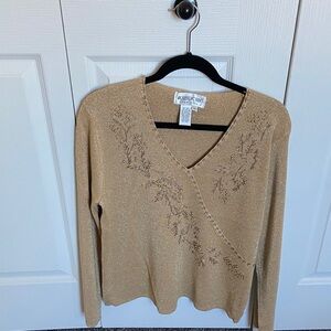 Elegant Gold V-Neck Sweater